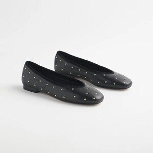 NIB Chico's Black & Gold Studded Ballet Flats size 7.5M